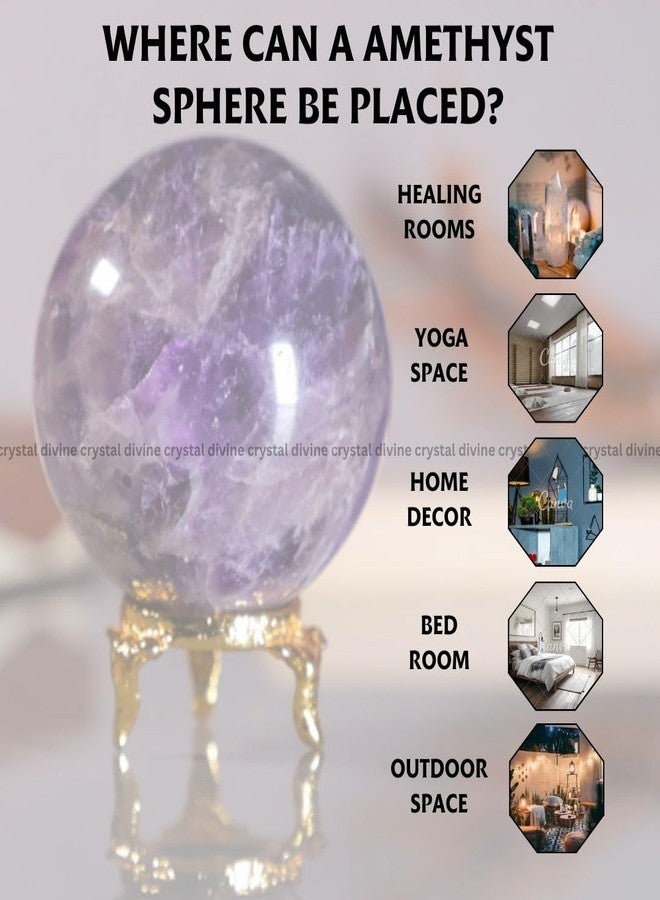 Crystal Divine Amethyst Crystal Sphere Ball Crystal Showpieces For Home Decor Table Decor Items&Decorative Items Crystal Stones Astro Sphere Crystal Ball Gemstone Spheres Feng Shui Items Gifts,45 Cm - Image 5