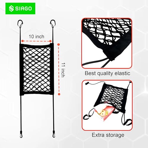 SIAGO SIA138 Single-Pocket Car Mesh Organizer – Backseat Net Bag, Barrier for Pets & Kids, Tissue & Purse Holder, Driver Storage Pouch, Car Divider - Image 4