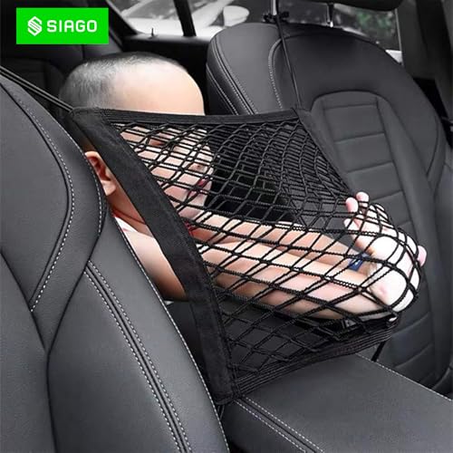SIAGO SIA138 Single-Pocket Car Mesh Organizer – Backseat Net Bag, Barrier for Pets & Kids, Tissue & Purse Holder, Driver Storage Pouch, Car Divider - Image 2