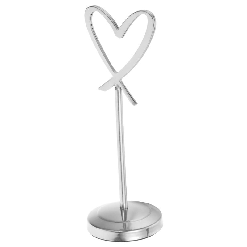 Silver Heart Shape Table Number Clip Stand Decorative Photo Holder for Weddings Parties Elegant Card Menu Display - Image 1