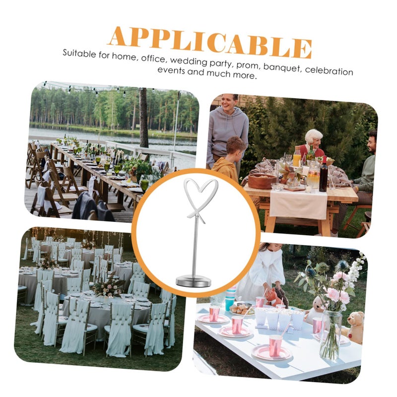 Silver Heart Shape Table Number Clip Stand Decorative Photo Holder for Weddings Parties Elegant Card Menu Display - Image 4