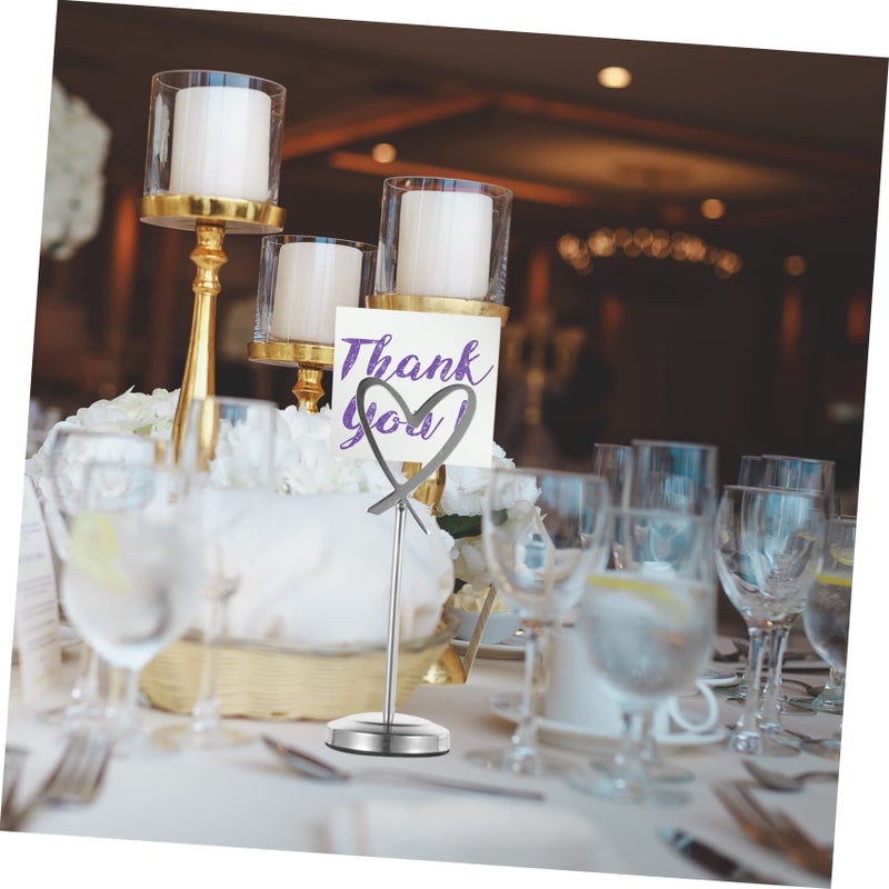 Silver Heart Shape Table Number Clip Stand Decorative Photo Holder for Weddings Parties Elegant Card Menu Display - Image 5