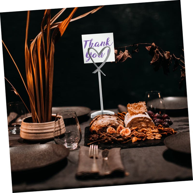 Silver Heart Shape Table Number Clip Stand Decorative Photo Holder for Weddings Parties Elegant Card Menu Display - Image 3