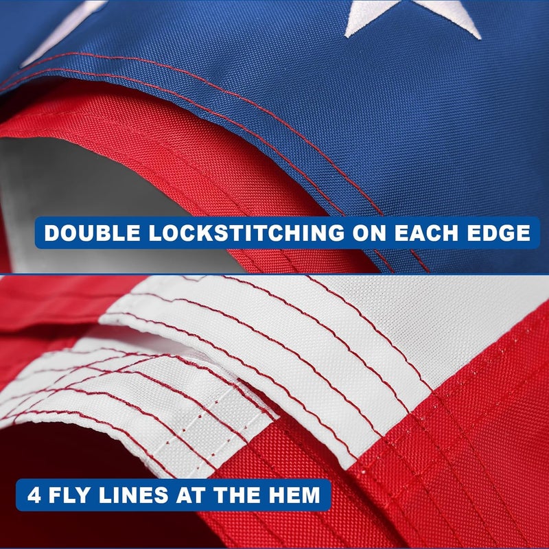 JOYAONE American Flags 4x6 Outdoor Use,Non Fading American Flags for Outside, American Flag Outdoor Heavy Duty, American Flag Longest Lasting,US Flag Embroidered Stars, Brass Grommets Sewn Stripes - Image 3