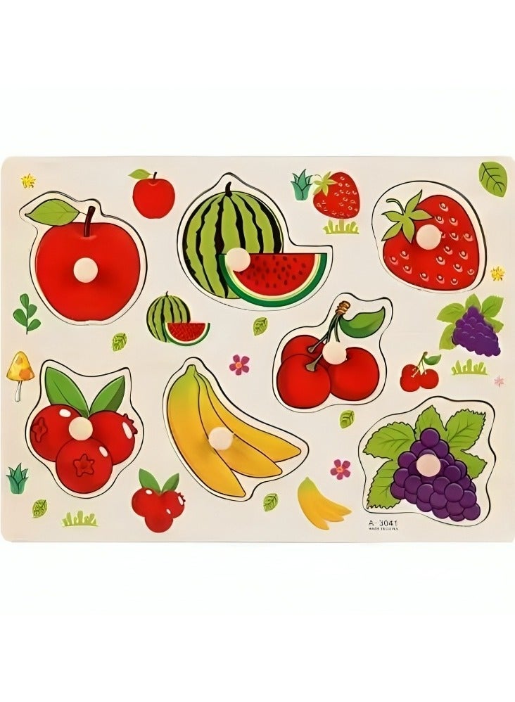 Pairing Maze & Assemble Wooden Puzzles for Toddlers, Jigsaw Shape Matching, Teacher Parents Early Learning Support Tools, Montessori Motor Skill Development Toys (Fruits 1 Pattern) - Image 1