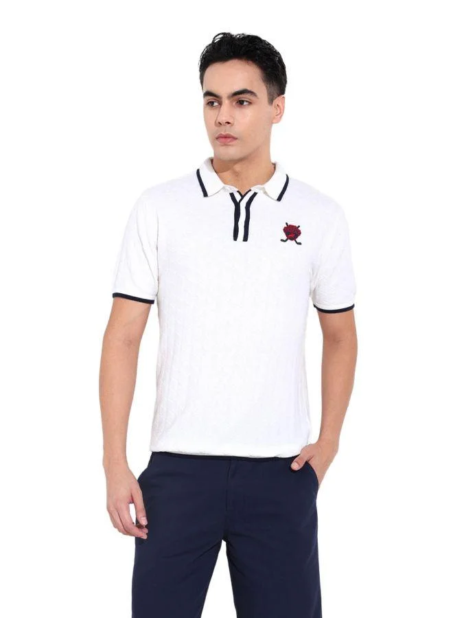 شركة المرآب الهندية Men Slim Fit Textured Polo Neck Half Sleeves T-Shirt