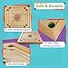 Hey Play Carrom Board Game Wooden Strike and Pocket Game Set with Group of Black and Beige Coins 2 Red Queen Coins Striker Coin and Cue Sticks by Hey Play - Image 4