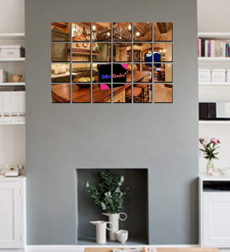Bikri Kendra - Big Square Brown 60-3D Acrylic Decorative Mirror Murals Wall Stickers - Image 5