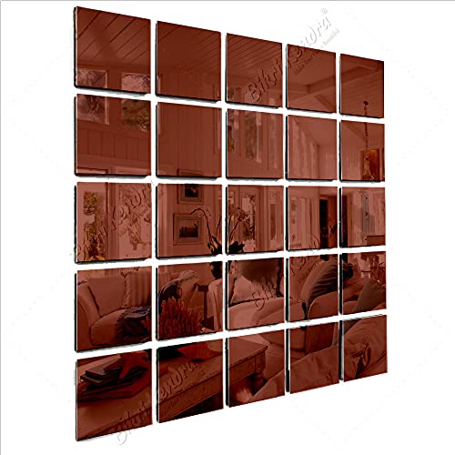 Bikri Kendra - Big Square Brown 60-3D Acrylic Decorative Mirror Murals Wall Stickers - Image 4