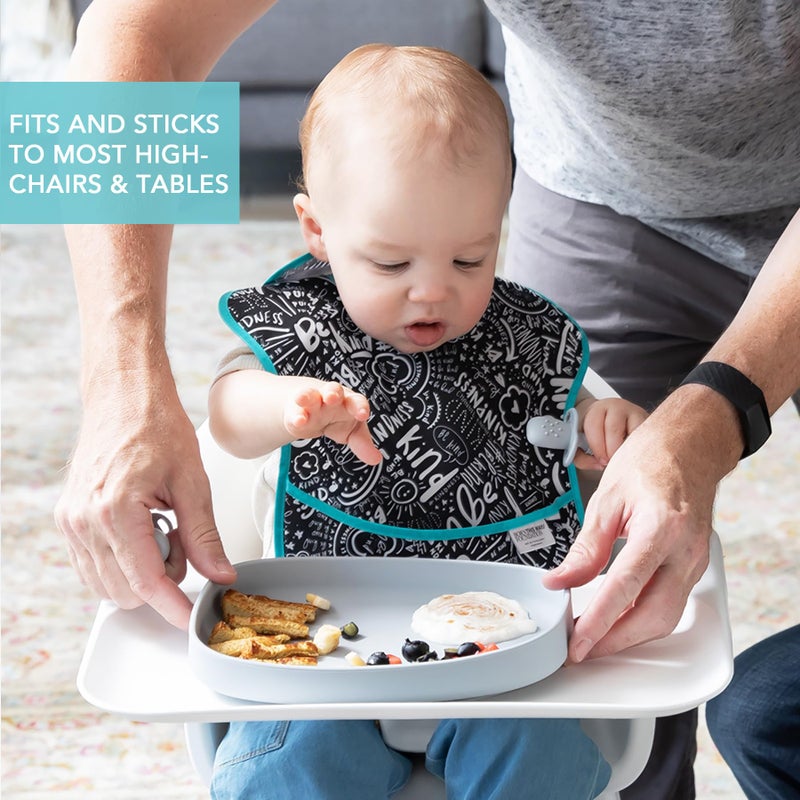 Bumkins Toddler and Baby Suction Plate, Silicone Grip Dish Large Tray for Big Kids, Fits Most Highchairs, Essential Children Feeding Supplies, Non Skid Sticky Bottom, Platinum Silicone, Gray - Image 3