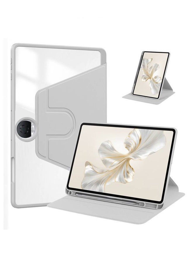 Beauenty Case for  Honor Pad 9 12.1 Inch,Tablet Protective Case With Pen Slot, Acrylic 360 ° Rotating Design, Automatic Wake-up/sleep, Soft Leather,Grey - Image 1