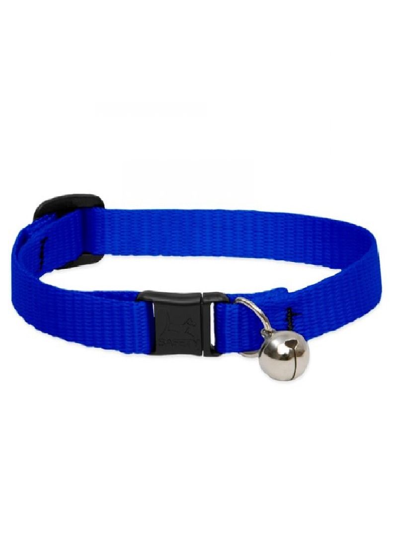 Basic Solids Safety Cat Collar with Bell Thick Blue