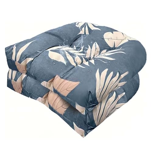TESICA Set of 2 Outdoor Indoor U Shaped Wicker Seat Cushion Decorative Tufted Chair Pads Floral Chair Cushion for Patio Garden Home Office Furniture Blue Grey - Image 1