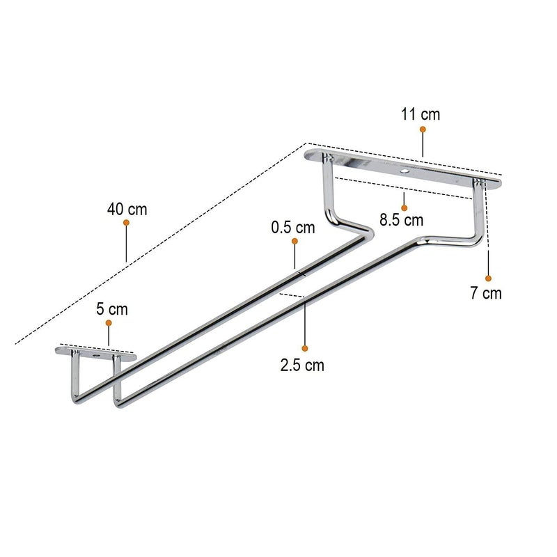 KITJOY حامل كؤوس النبيذ من KITJOY مطلي بالكروم بتصميم خط واحد للحفاظ على الكؤوس مقلوبة في المطبخ أو البار أو الحانة - Image 2