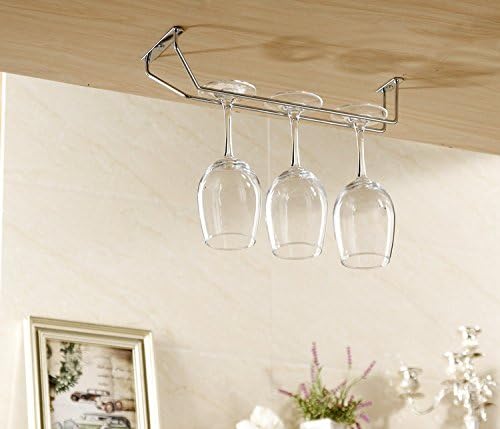 KITJOY حامل كؤوس النبيذ من KITJOY مطلي بالكروم بتصميم خط واحد للحفاظ على الكؤوس مقلوبة في المطبخ أو البار أو الحانة - Image 4