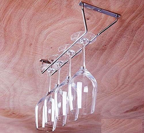 KITJOY حامل كؤوس النبيذ من KITJOY مطلي بالكروم بتصميم خط واحد للحفاظ على الكؤوس مقلوبة في المطبخ أو البار أو الحانة - Image 5