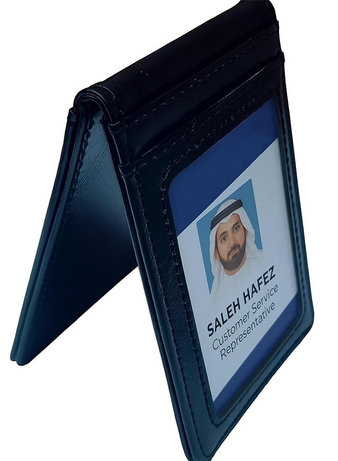 كيلا حامل بطاقة هوية متعدد الجيوب، 68 × 100 مم، حامل بطاقة هوية عمودي مع جيوب متعددة، عمودي (أسود) - Image 2