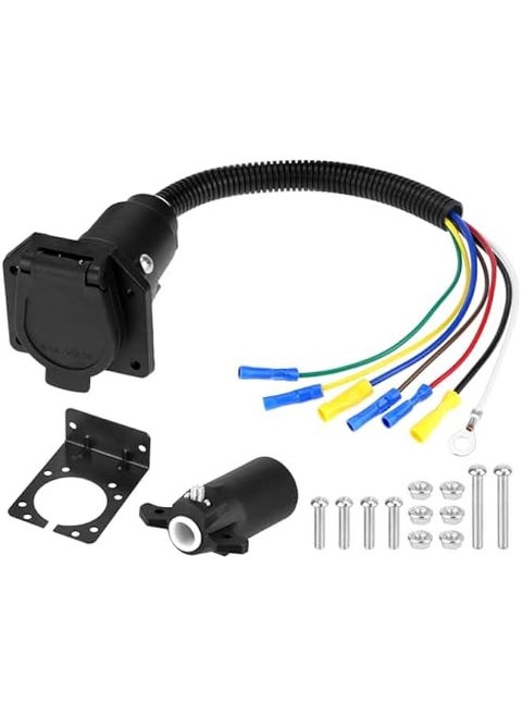 7-Way RV Trailer Light Connector Socket with 7-Way RV Connector Plug