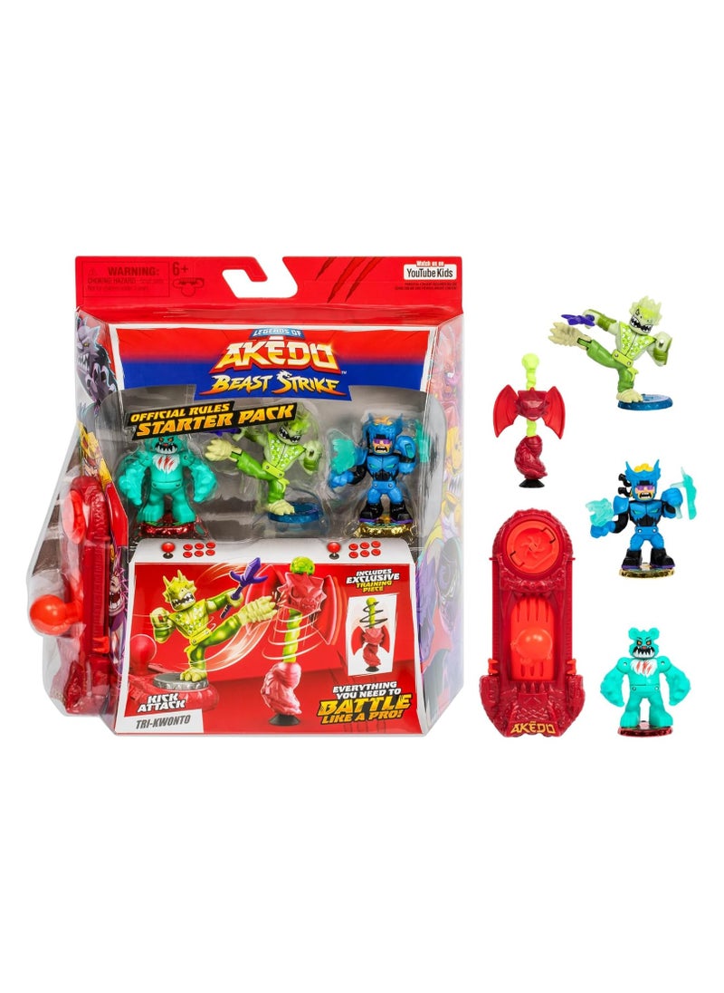 AKEDO Legends of Beast Strike Starter Pack | 3 Warriors: Legendary, Beast Striker & Ultra Rare | Includes Training Practice Piece & Exclusive Joystick Controller for Kids  - Image 1