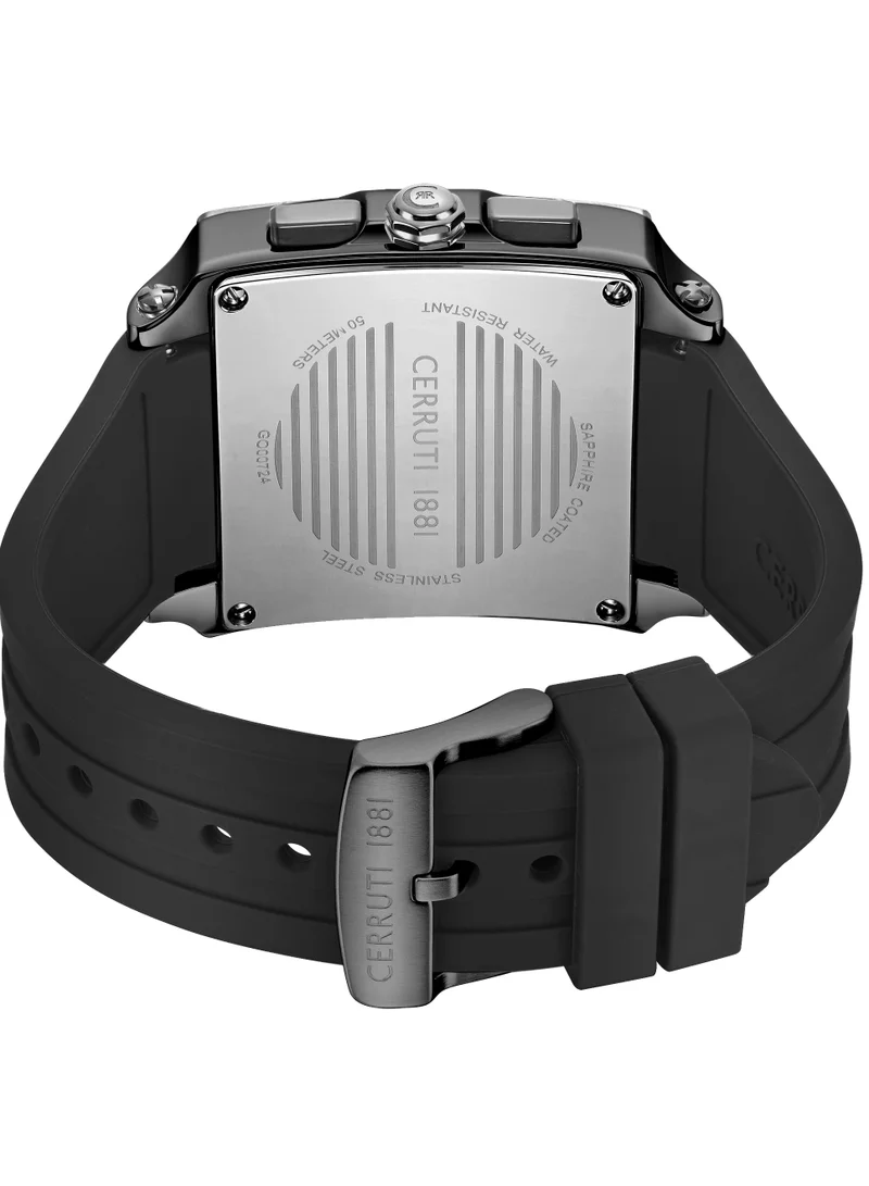 CERRUTI 1881 Black Men's Odissea Chronograph Watch for Men - Square Case, Black Smoke Dial, Black Silicone Strap for Men | Best Price UAE