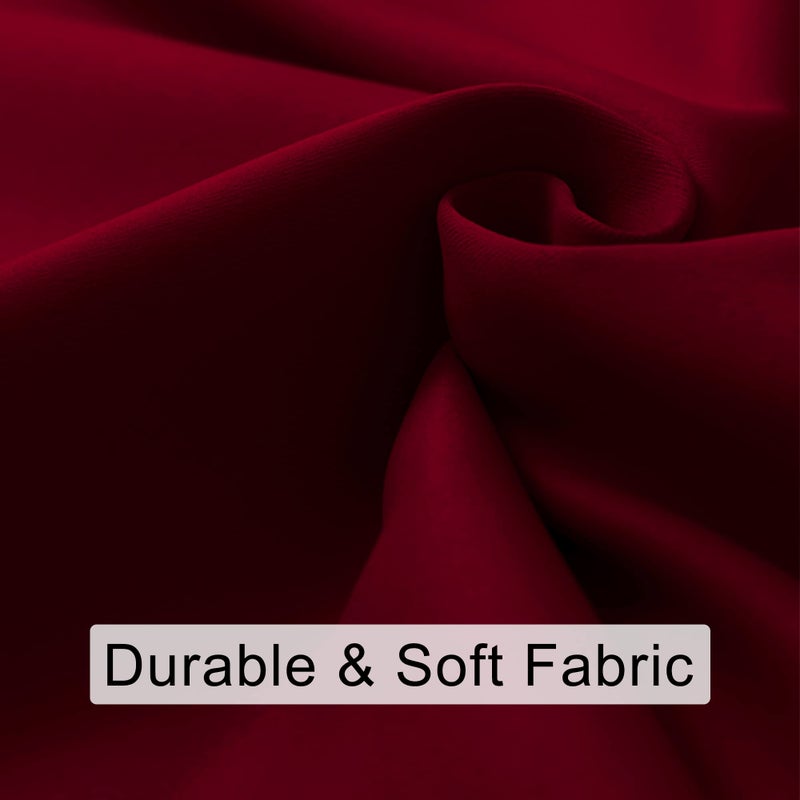 JIUZHEN Christmas Blackout Curtains for Bedroom - Thermal Insulated Room Darkening Rod Pocket Curtains for Living Room  Set of 2 Panels with Tiebacks  42 x 84 Inch Length  Red - Image 3