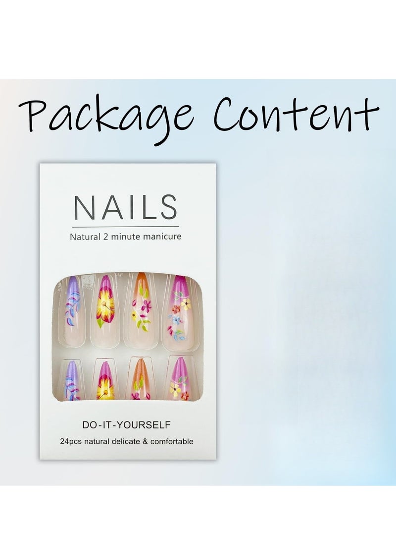 SOLARAE Press On Nails Short Almond, French Tip Fake Nails Medium Length Glue On Nails Gel Reusable Stick On Nails False Nails with Design, 24 Pcs - Image 5