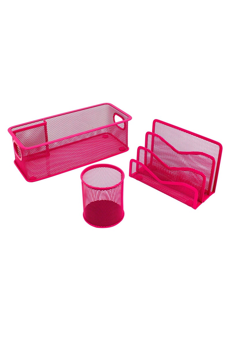 روكو طقم مكتب مكون من 3 قطع شبكي وردي