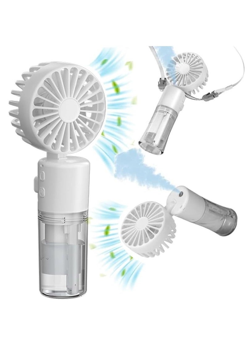 Handheld Fan, Rechargeable Misting Hand Fan, Multi-purpose for Portable Mini Mister Fan, 4 Speeds  20ml Spray  90° Foldable USB Personal Water Fan for Travel Office Outdoor (White)  - Image 1