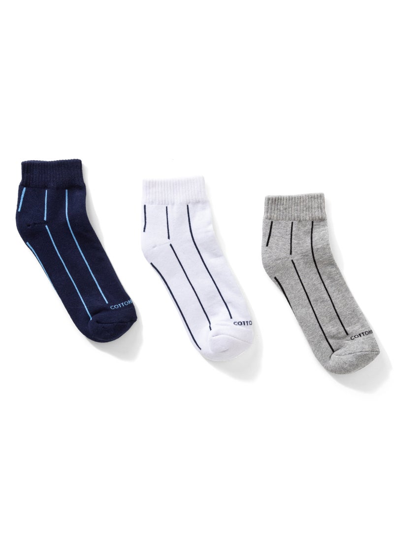 COTTONIL Pack of 3 Half Towel Printed Cotton Socks 15/46 - Image 1