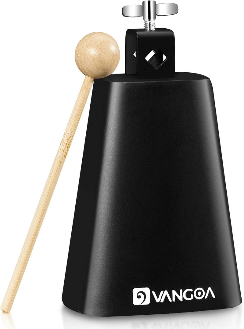 Vangoa 8 inch Metal Steel Cow Bell Noise Maker Cowbell Percussion Instrument with Handle Stick for Drumset Wedding Football Cheering Games - Image 1