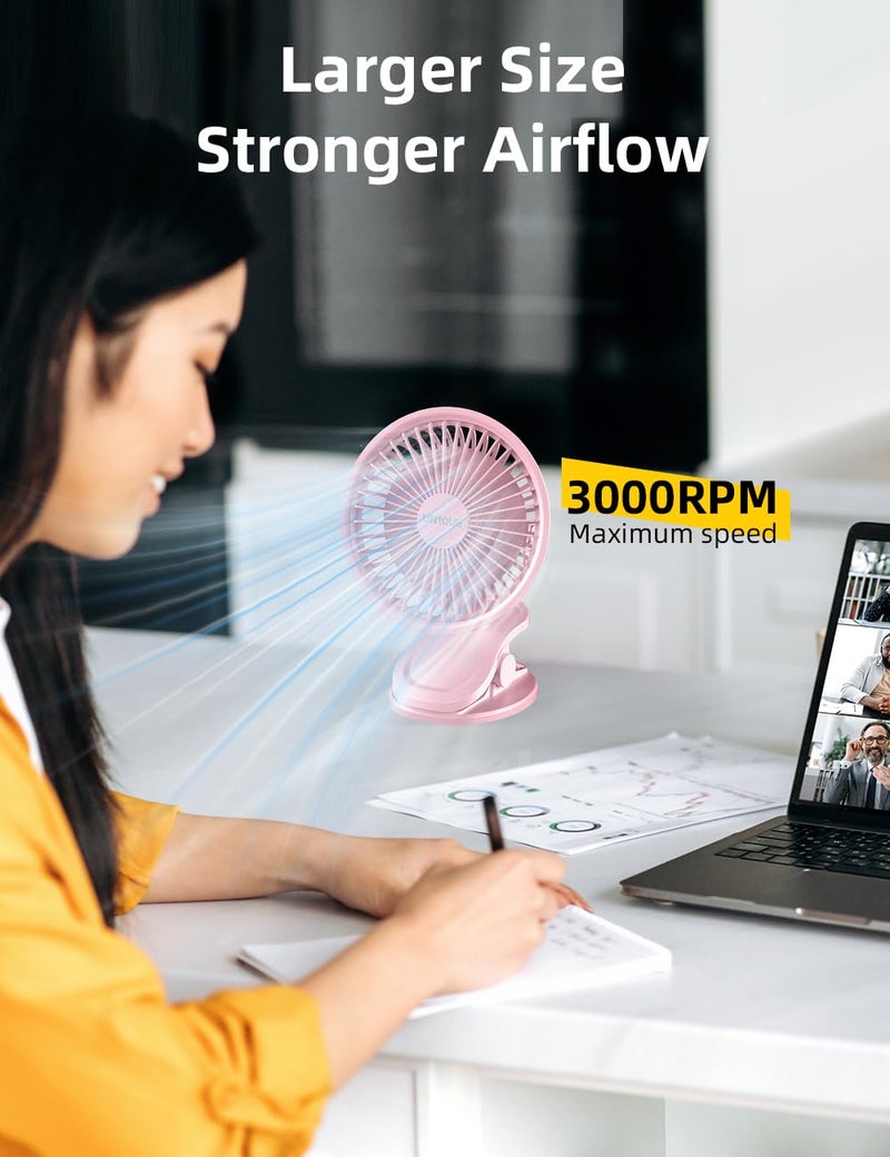 UN1QUE Portable Fan Rechargeable,USB Mini Fan Battery Operated 1800mAh,3 Speed Quiet Clip Small Table Fan for Home, Personal Makeup fan for Office Stroller Camping,6 Inch - Image 2