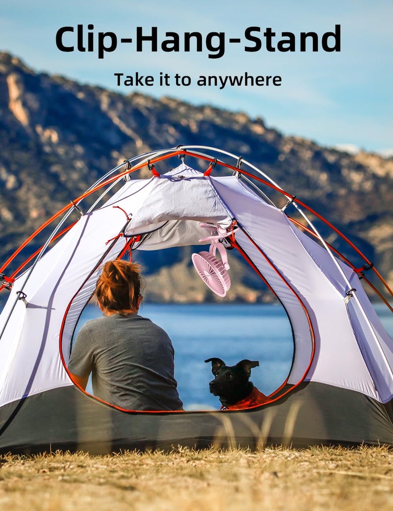 UN1QUE Portable Fan Rechargeable,USB Mini Fan Battery Operated 1800mAh,3 Speed Quiet Clip Small Table Fan for Home, Personal Makeup fan for Office Stroller Camping,6 Inch - Image 4