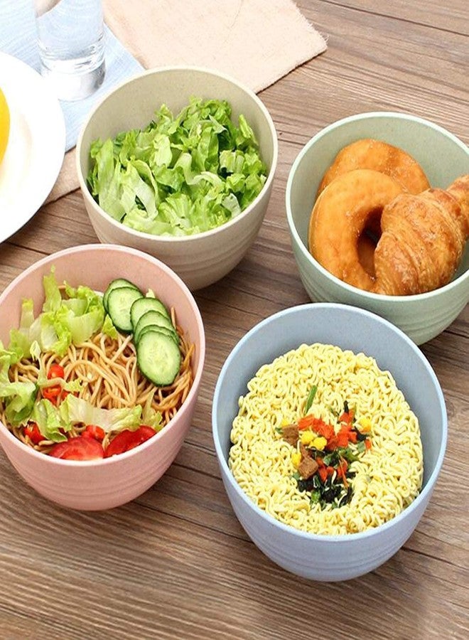 HAPYSA Cereal Bowl with Lid, BPA Free Microwave Safe BowlSet, Wheat Straw Fiber Bowls, Reusable Plastic Bowls for Soup, Salad and Snack, BPA Free, Lightweight Bowl Set(Multicolor - 800ml Set of 4) - Image 4