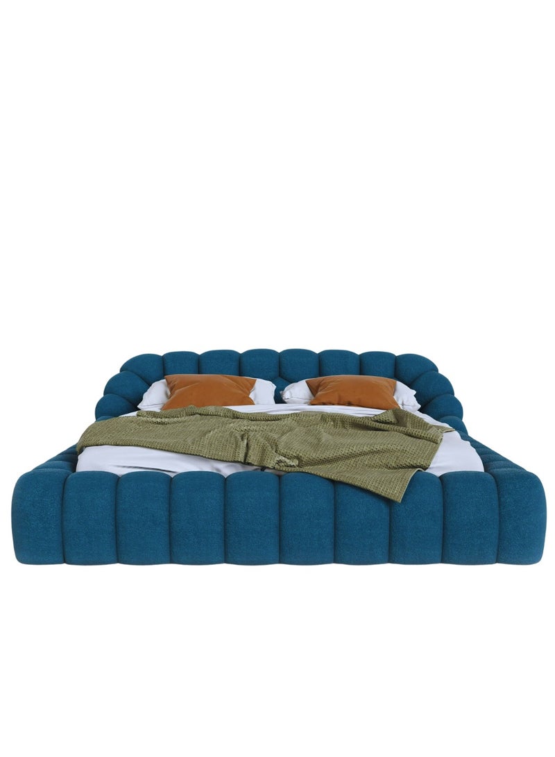 Wooden Twist Wooden Twist Syrux Bubble Design Modern Cloud Bed In Soft Boucle Fabric Blue (King Size)  - Image 4