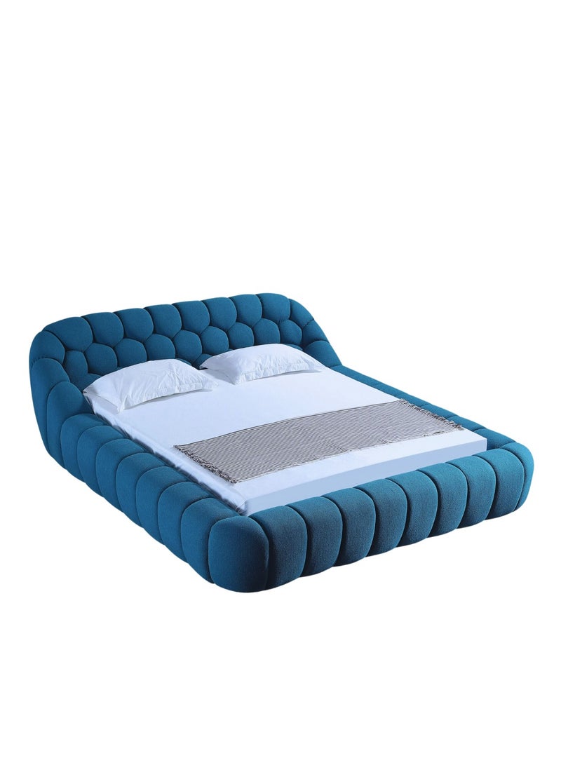 Wooden Twist Wooden Twist Syrux Bubble Design Modern Cloud Bed In Soft Boucle Fabric Blue (King Size)  - Image 5