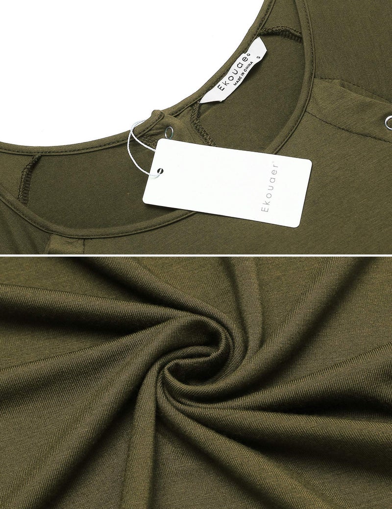 Ekouaer Womens, Maternity Nightgown Nightshirt with Snap, Nursing/Delivery/Labor/Hospital Nightdress, Short Sleeve, Army Green, Medium - Image 5