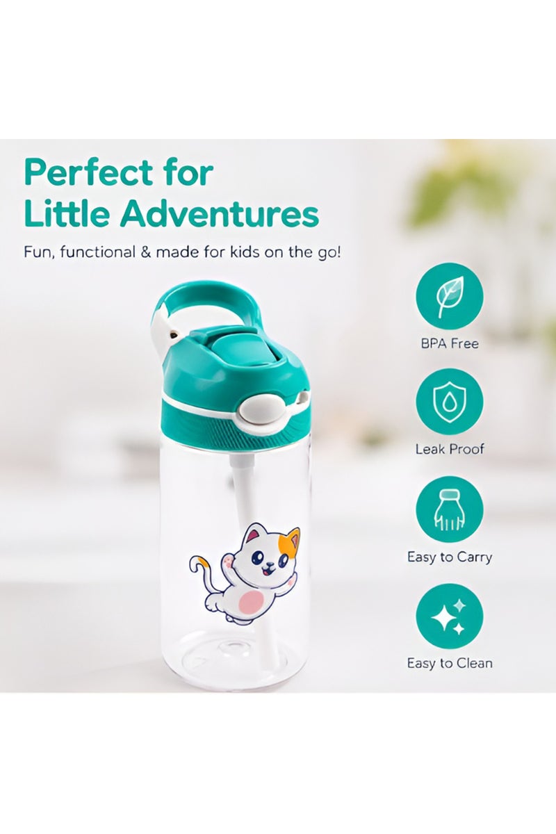 COCOBEE Green Tritan Leakproof Water Bottle – Bpa-Free, 480Ml, Push Button Lid, Age 3+-Green - Image 3