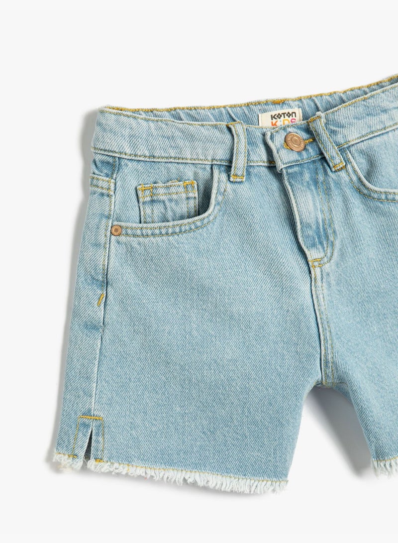 KOTON شورت جين بخصر مرن مع جيوب من القطن - Image 3
