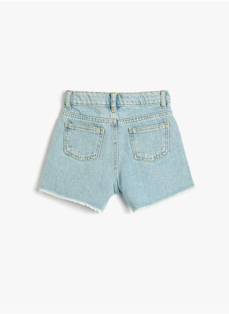 كوتون Jean Short Elastic Waistband Pockets Cotton