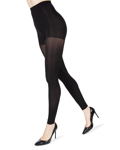 MeMoi Completely Opaque Control Top Footless Tights for Women, Comfortable Control Top Tights, 80 Denier - Sizes Small to Q2, Black, Small/Medium - Image 1