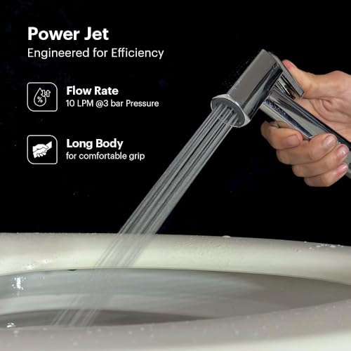 Johnson Bathrooms Platina Health Faucet with 1 Metre Stainless Steel (SS304) Hose Pipe & Wall Hook| ABS Premium Jet Spray for Toilet | 1 Yr Warranty (S1648CAMZ - Chrome Colour) - Image 2