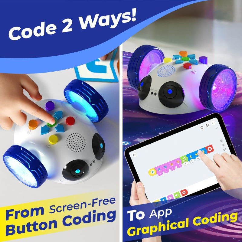 Apitor Coding Robot Toys for Kids Ages 5+, STEM Robot Toy Kit with Wheels and Play Cards, Screen Free Remote Control Programming Interactive Toy for Boys and Girls Ages 5-8 - Image 2
