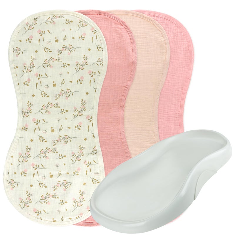 Ndahjahd 4-Pack Muslin Changing Pad Liners, Extra Thick & Ultra Soft for Warm Comfort, Waterproof Diaper Mat for Keekaroo Peanut & All Standard Baby Changers, 2-Sided Reusable (Pink) - Image 1