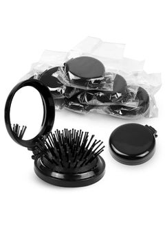 HQSLsund Mini Folding Hair Brush with Mirror  50 Pack Pocket Travel Brush for Girls Black 