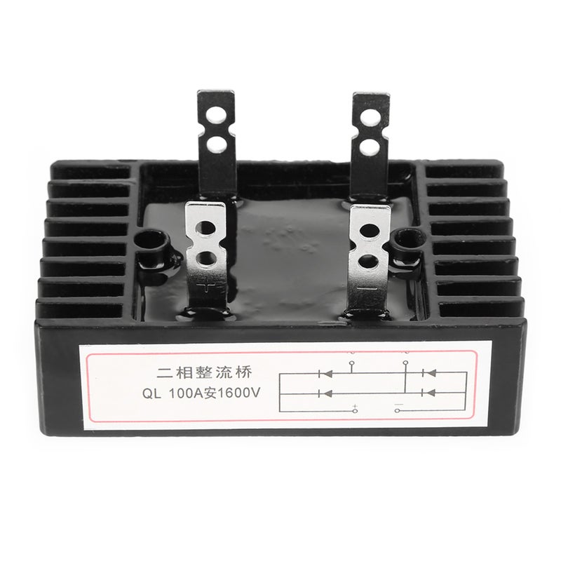 1pc 100A Amp 1600V Voltage 2-Phase Diode Bridge Rectifier High Power Black - Image 1
