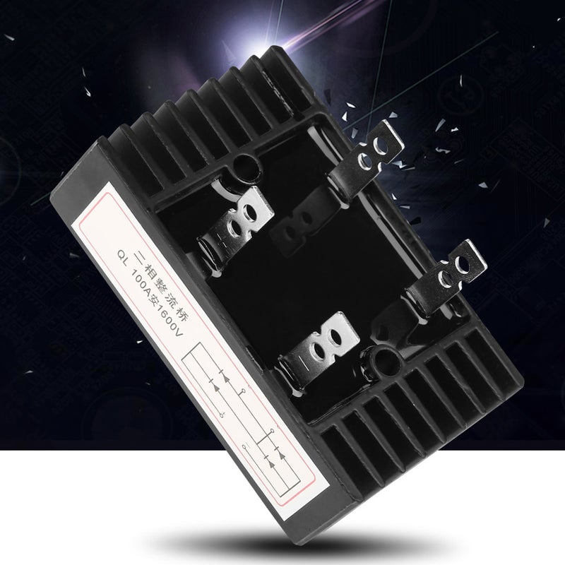1pc 100A Amp 1600V Voltage 2-Phase Diode Bridge Rectifier High Power Black - Image 4