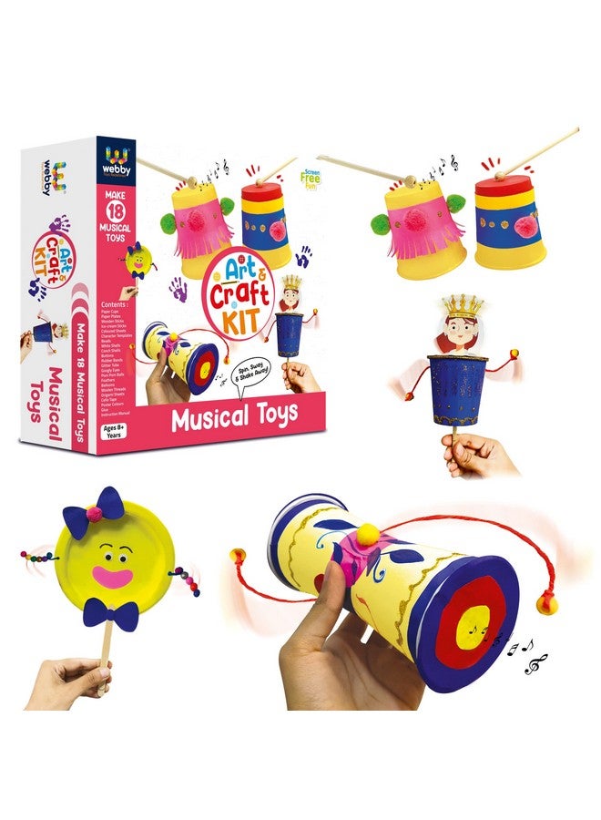 ويبي مجموعة ألعاب موسيقية يدوية الصنع من ويبي | مجموعة هوايات | ديكورات | مشاريع مدرسية | لوازم حرفية | اصنع 18 لعبة موسيقية | هدية مميزة للأطفال - Image 1