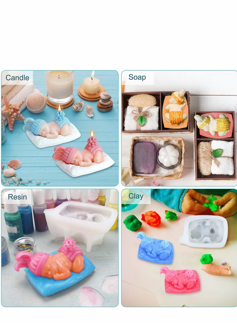 Excefore Baby Silicone Mold, Newborn Mold for Fondant Candy Chocolate Baby Shower Cake Decorations, Cake Topper, Cupcake Topper, DIY Epoxy Resin Casting Gift Soap Making  - Image 4