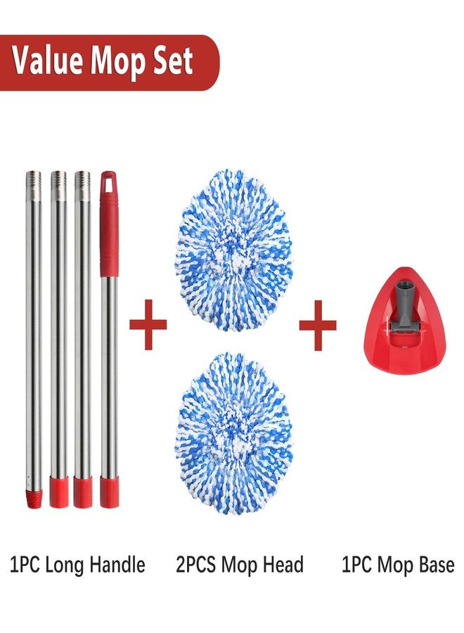 Hibaby 2 Spin Mop Head Replacement, 1 Base, 1 Mop Handle (30-58in) Combo Mops Set Compatible with O Cedar, Spin Mop's Refill Head Replacement for RinseClean 2-Tank System Microfiber Mops - Image 4
