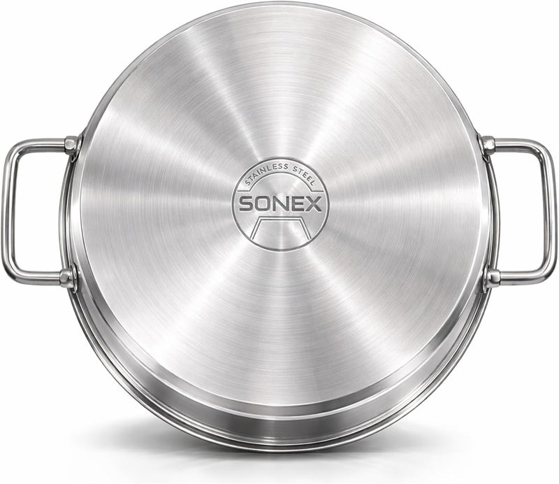 Mega Super Pot, 22 cm (5 Ltr) Stainless Steel Cooking Pot/Casserole – Durable Handles, Glass Lid, Sandwich Bottom for Even Heating, Sleek Modern Design for Efficient and Stylish Cooking (22cm) - Image 3